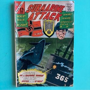 Submarine Attack Vol 2 #54 March 1966 published Charlton Comic Worn Crease Cover